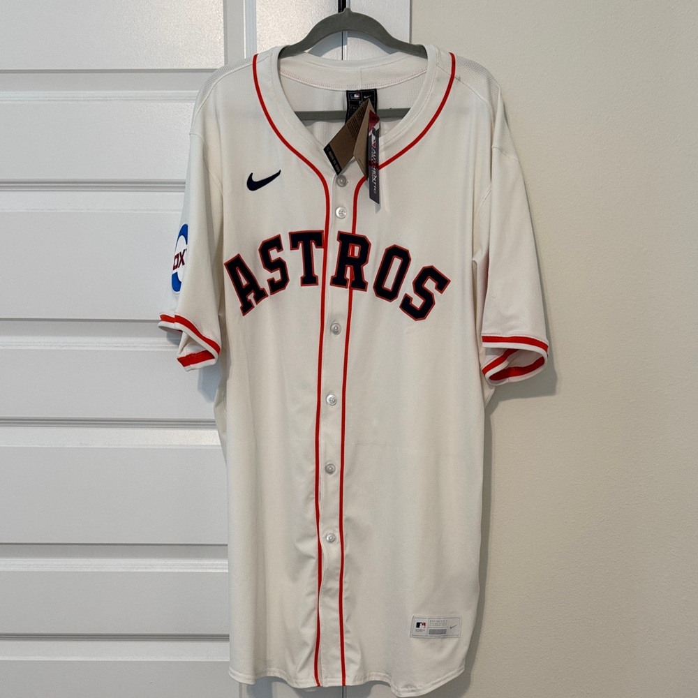 Nike Astros White Jersey with orange and Blue Details